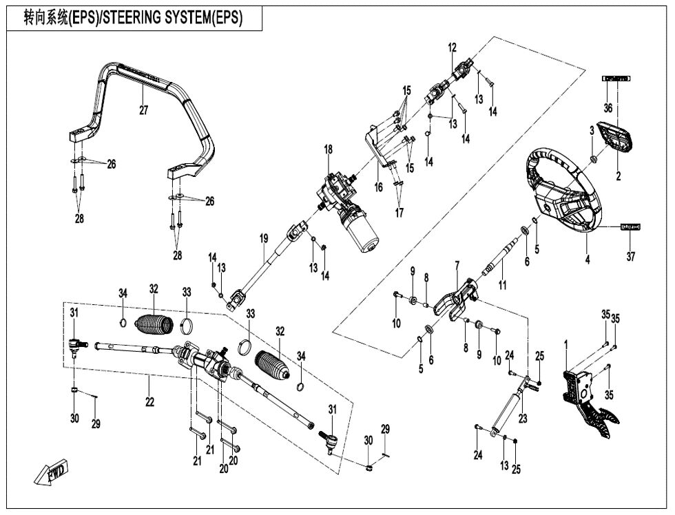 SYSTEME DE DIRECTION POUR UFORCE 1000 PRO 3 CYLINDRES 2025