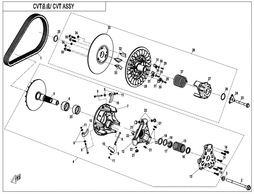 ENSEMBLE CVT POUR UFORCE 1000 PRO 3 CYLINDRES 2025