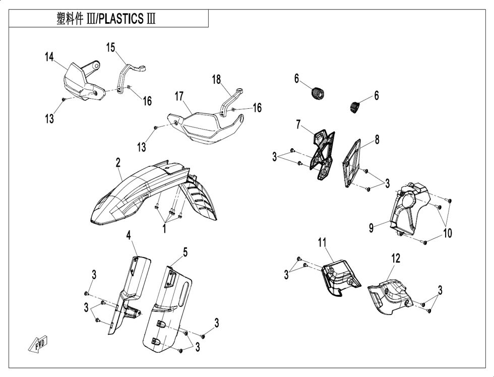 PLASTIC 3 AILLE HAUTE POUR CF 450 MT 2025