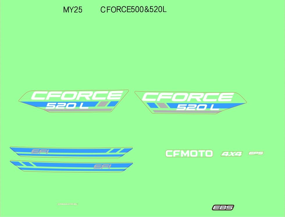 KITS D AUTOCOLANTS JET BLACK POUR CFORCE 520 T3 LONG BASIC 2025