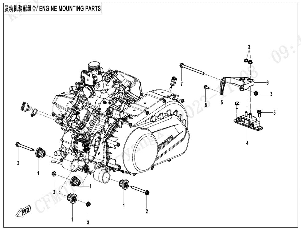 PIECES DE SUPPORT MOTEUR POUR CF 1000ATR 2A T3 EPS OVERLAND 2025