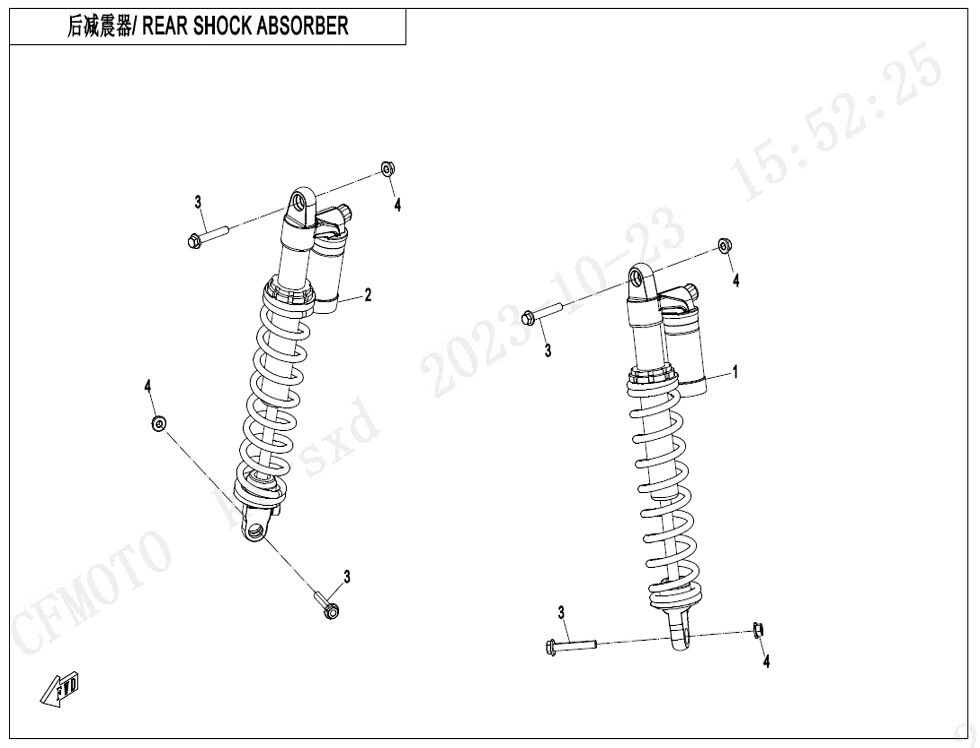 AMORTISSEUR DE CHOCS ARRIERE A GAZ POUR CF 1000ATR 2 ABS 2024