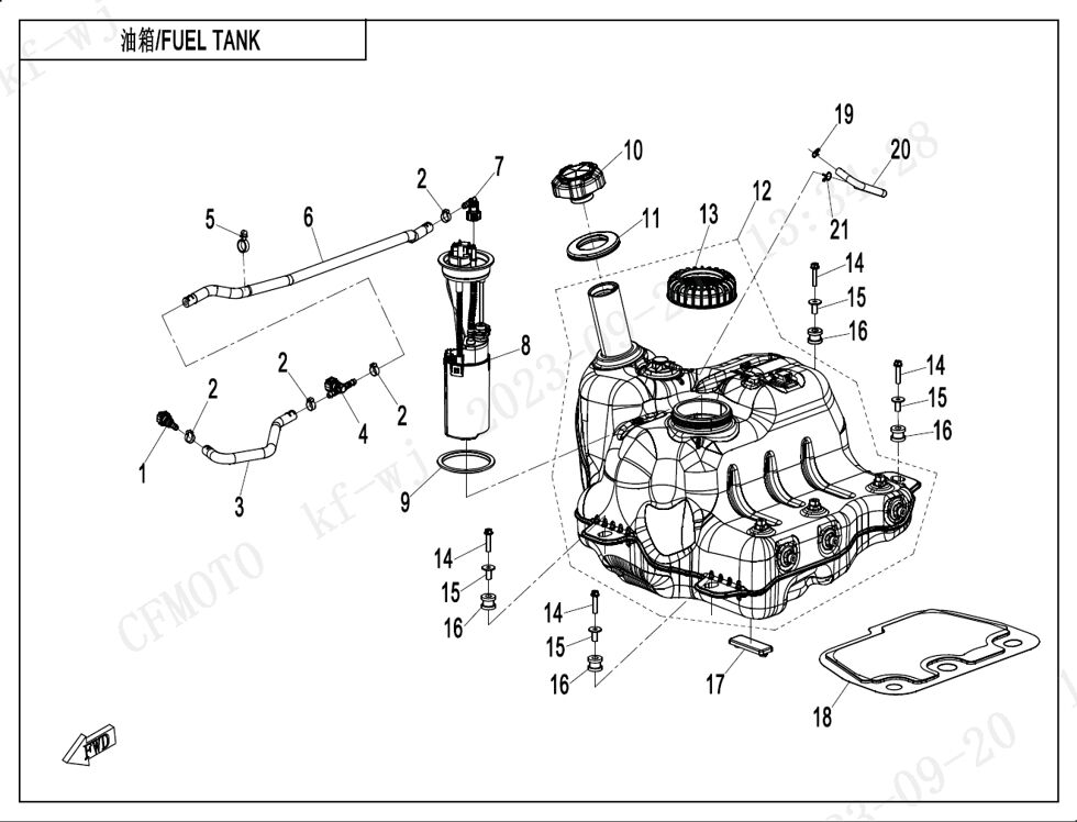 RESERVOIR DE CARBURANT POUR CFORCE 850 T3 2024