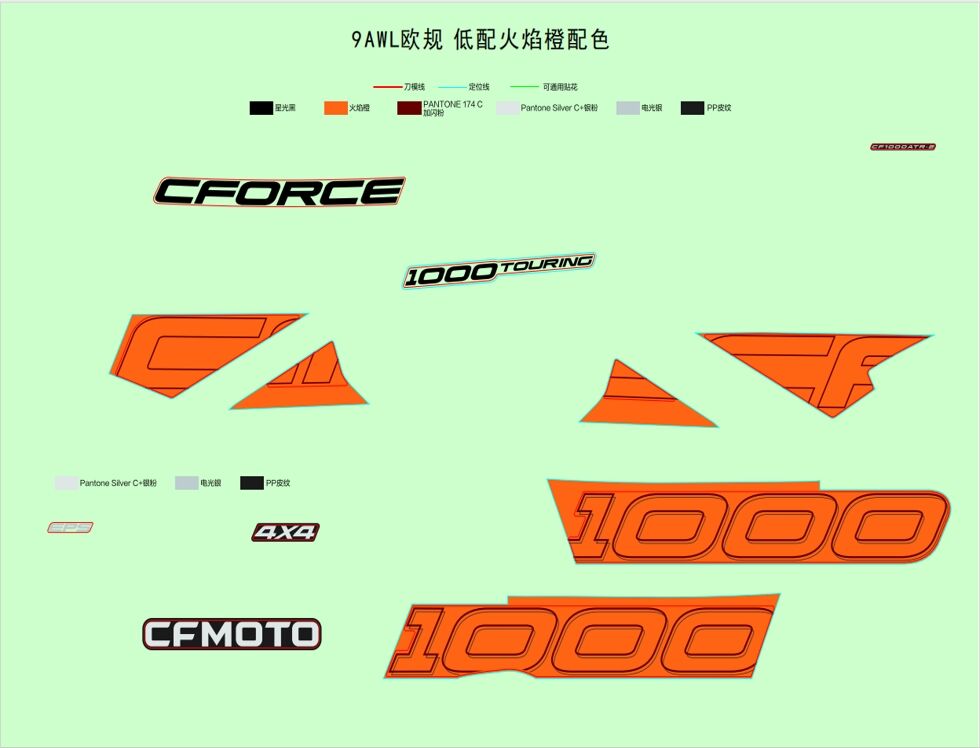 AUTOCOLANTS 2024 LAVA ORANGE POUR CF 1000ATR 2 ABS 2024