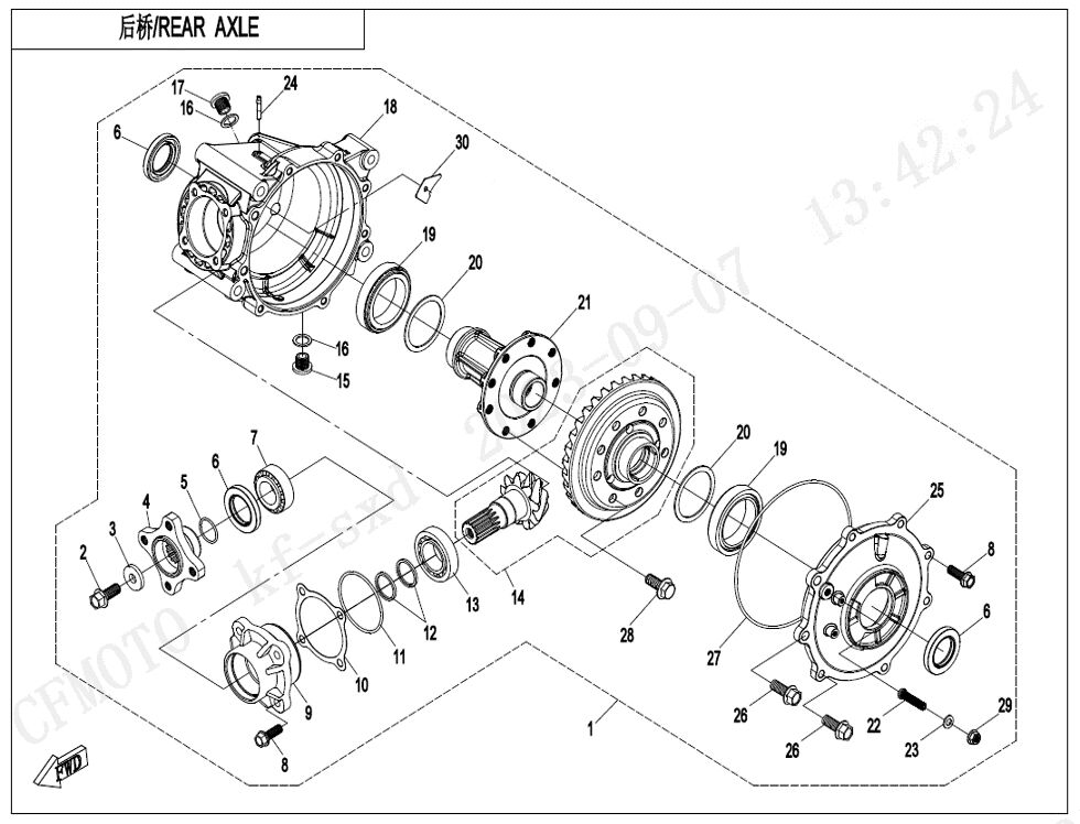 ESSIEU ARRIERE SANS DIFFERENTIEL POUR CFORCE 850 T3 2025