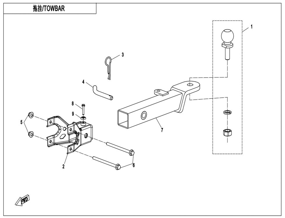 ATTELAGE CONNEXION PAR GOUPILLE POUR CFORCE 1000 SR 2024