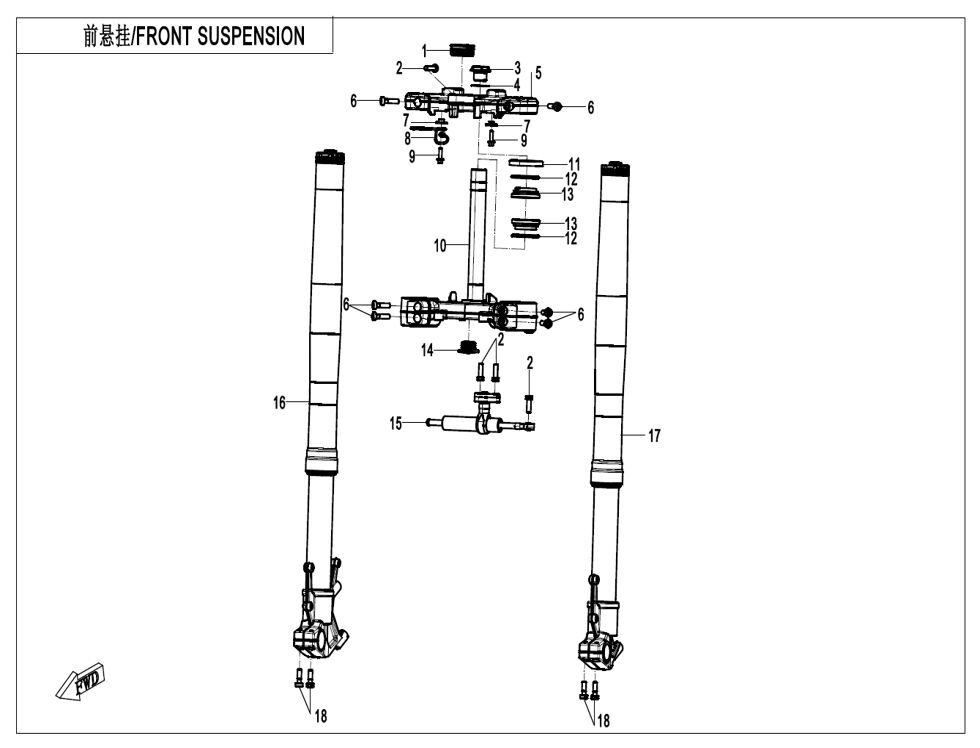 SUSPENSION AVANT POUR CF 800 MT X 2025