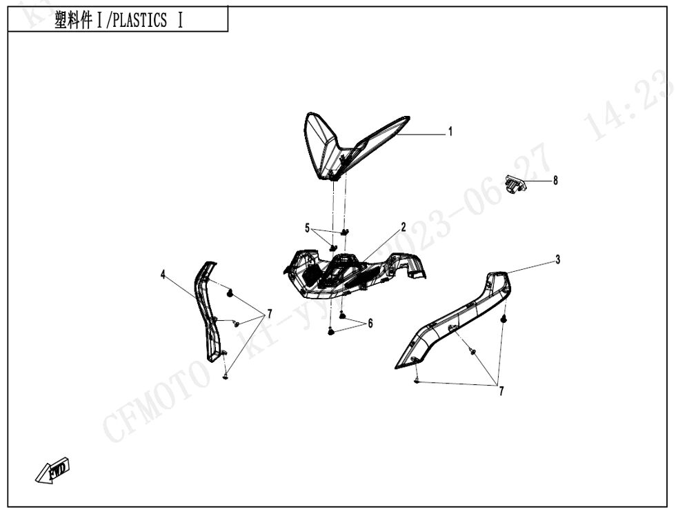 PLASTIQUES 1 POUR CF 800 NK SPORT 2024