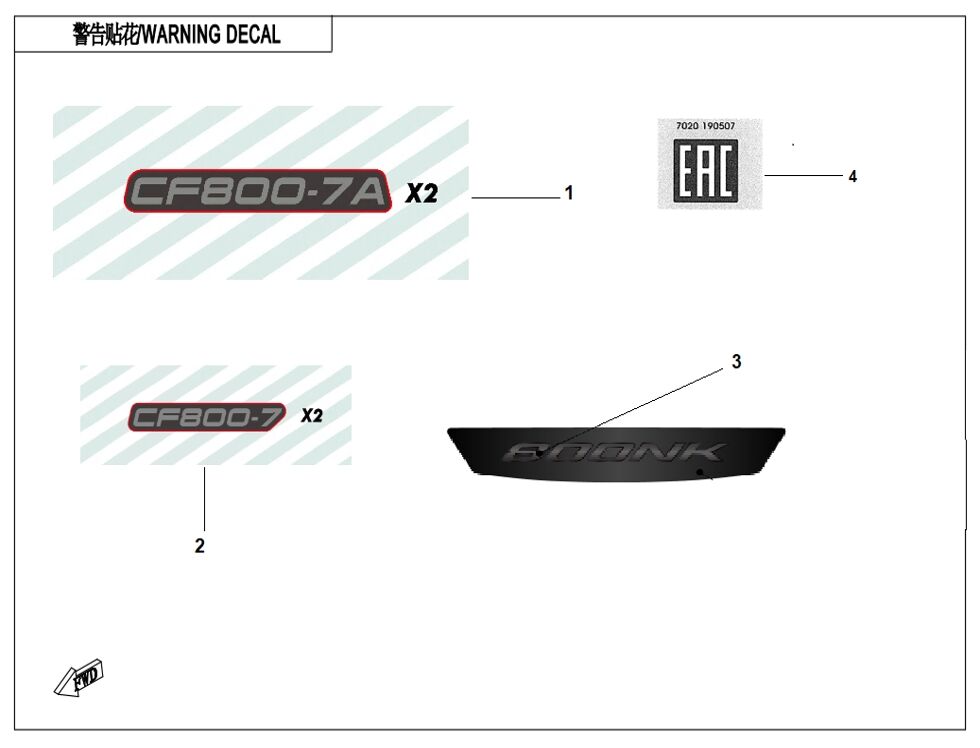 ETIQUETTE POUR CF 800 NK SPORT 2024