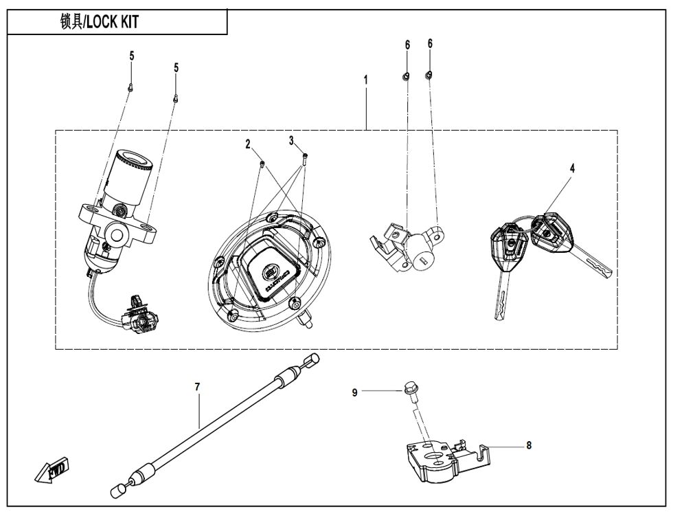 KIT DE VERROUILLAGE POUR CF 800 NK SPORT 2024