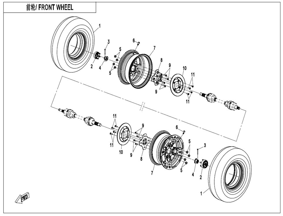 ROUE AVANT POUR CF 625 T3 R BASIC 2025
