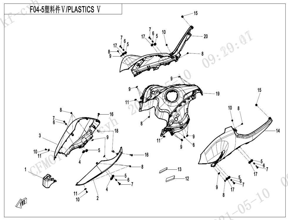 PLASTIQUES 5 POUR CF 800MT EXPLORE EDITION 2024
