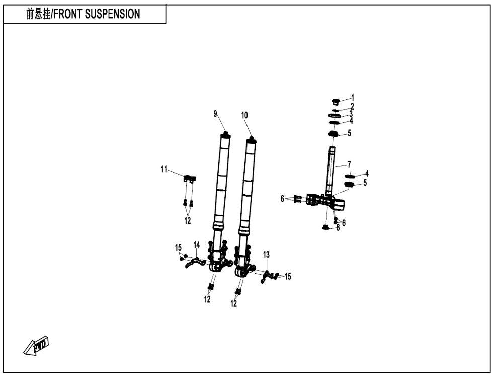 SUSPENSION AVANT POUR CF 675 SR R 2025