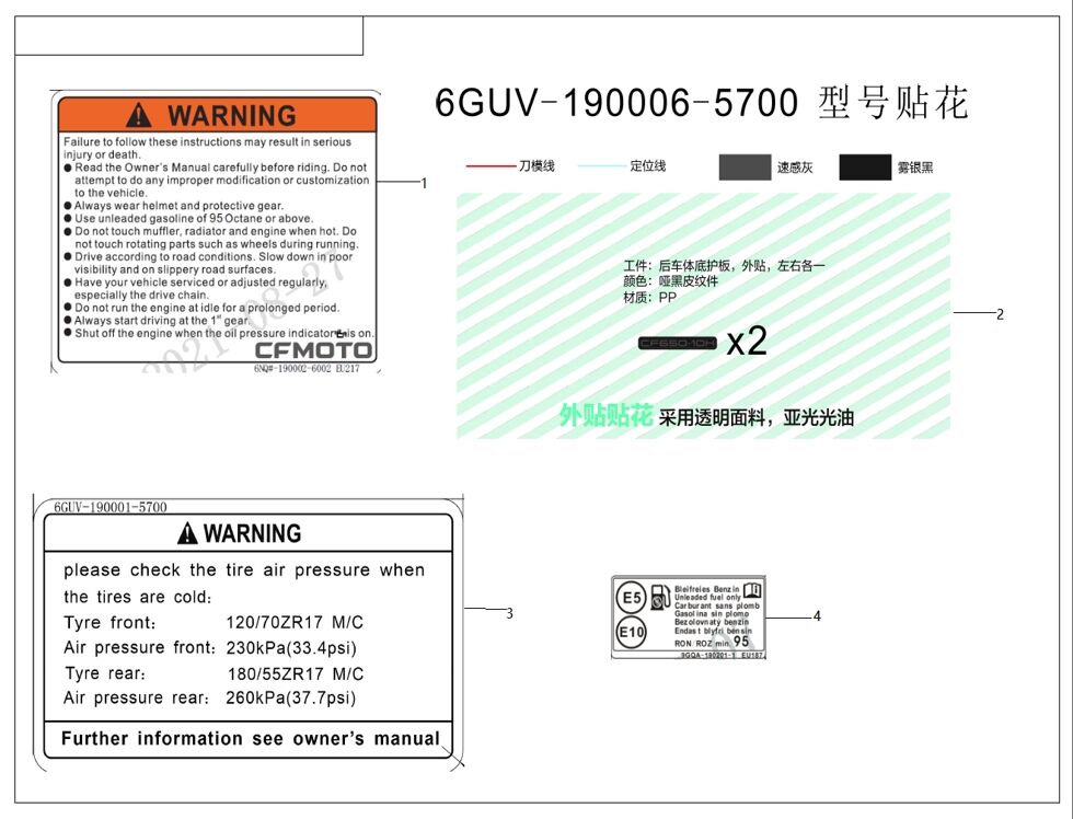 AUTOCOLLANT D AVERTISSEMENT POUR CF 675 SR R 2025