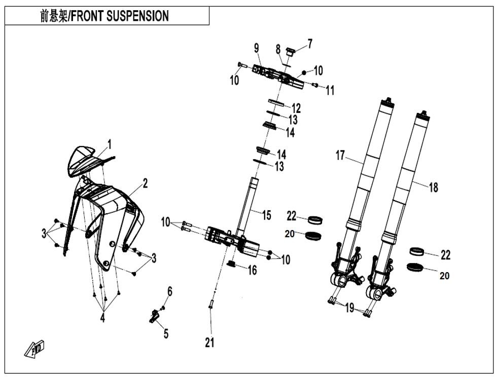 SUSPENSION AVANT POUR CF 800 NK SPORT 2025