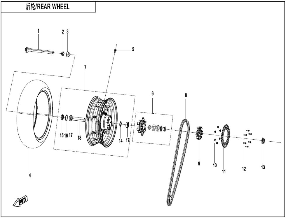 ROUE ARRIERE POUR CF 800 NK ADVANCE 2025
