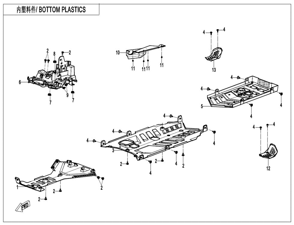 PLASTIQUES INFERIEURS POUR CF 1000ATR 2 ABS 2025