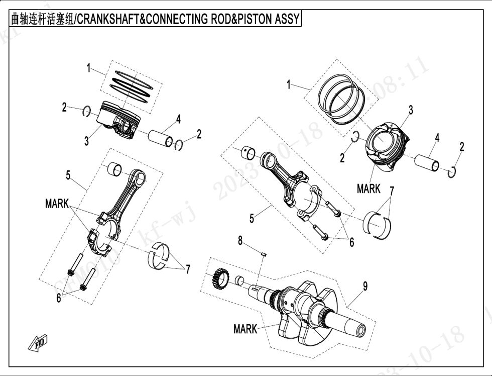ENSEMBLE VILEBREQUIN BIELLE ET PISTON POUR CF 1000ATR 2A T3 EPS OVERLAND 2025