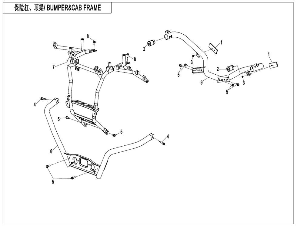 PARE CHOCS ET CADRE DE CABINE POUR CFORCE 625 TOURING R T3 LONG 2025