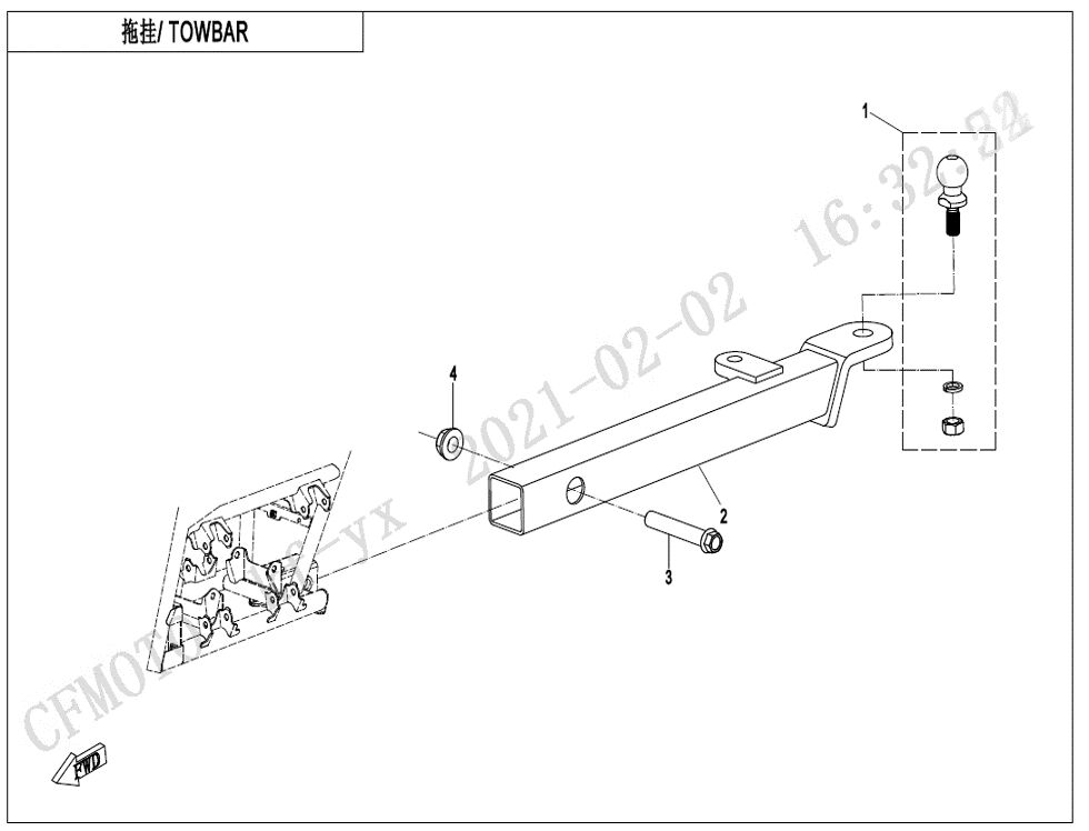 BARRE D ATTELAGE EU167 POUR CF 625 T3 R BASIC 2024