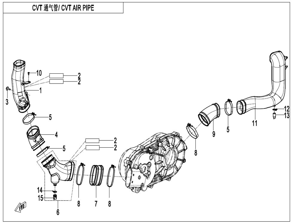 TUYAU D AIR CVT POUR CFORCE 450 T3 COURT EPS 2025