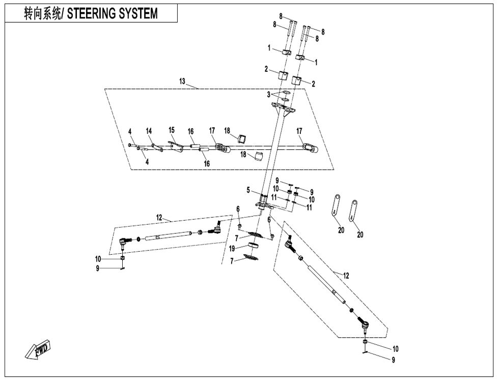 SYSTEME DE DIRECTION POUR CFORCE 520 T3 S BLACK LINE X5 2025