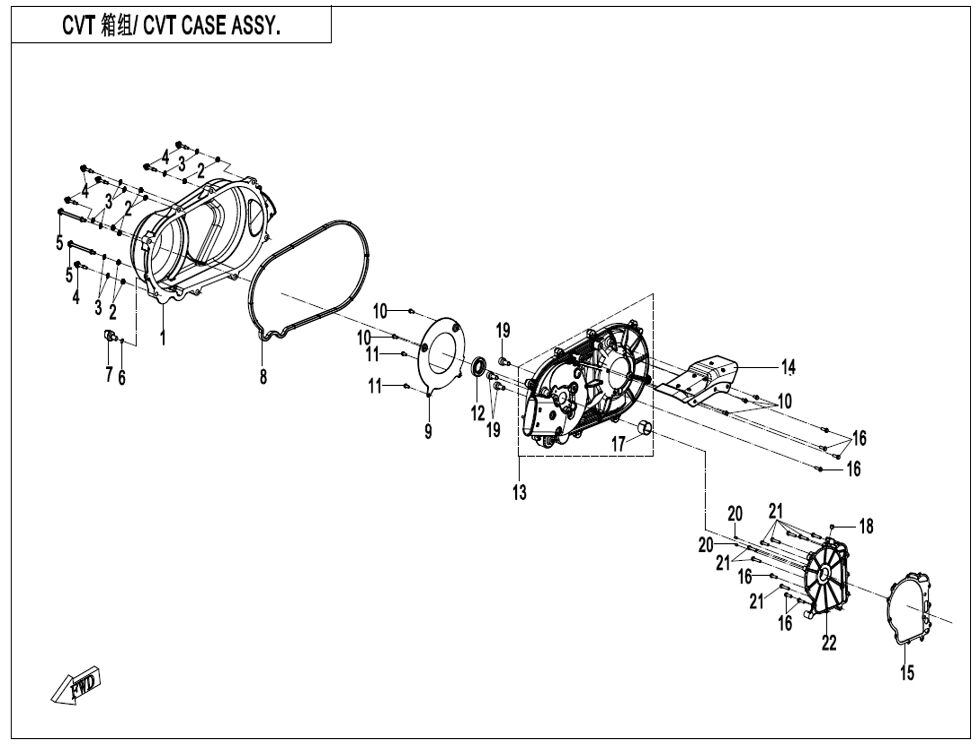 ENSEMBLE DU BOITIER CVT POUR CFORCE 520 T3 LONG BASIC 2025