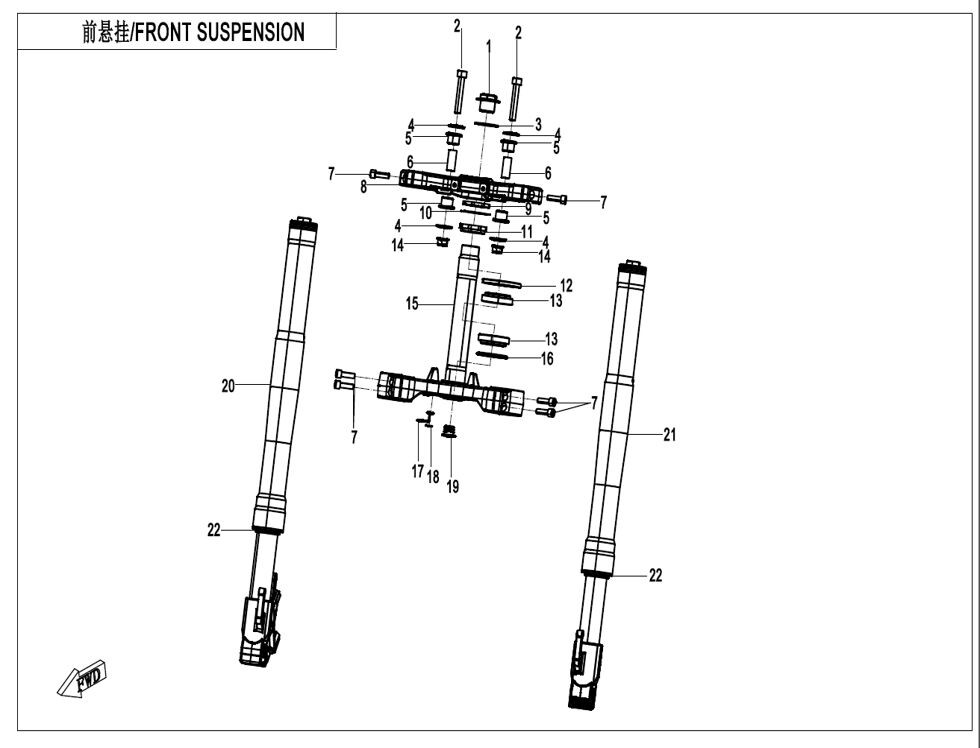 SUSPENSION AVANT POUR CF 125 NK 2025