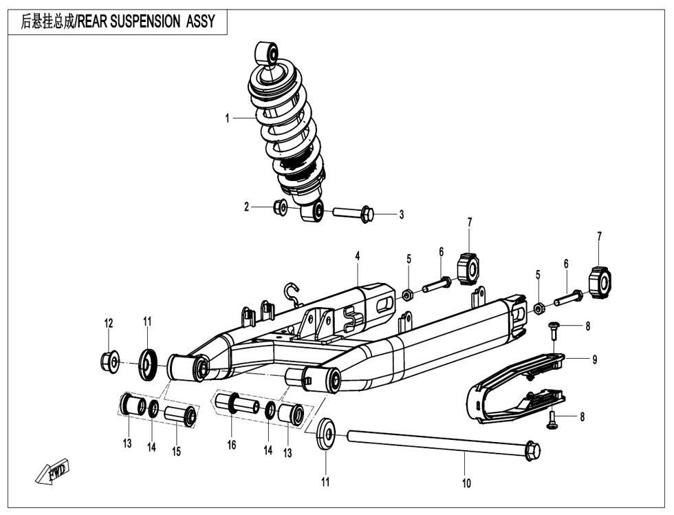 SUSPENSION ARRIERE POUR CF 125 NK 2025