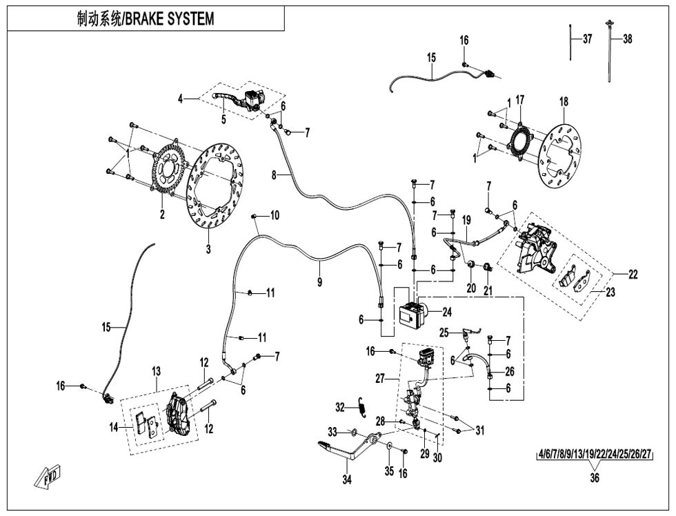 SYSTEME DE FREINAGE POUR CF 125 NK 2025