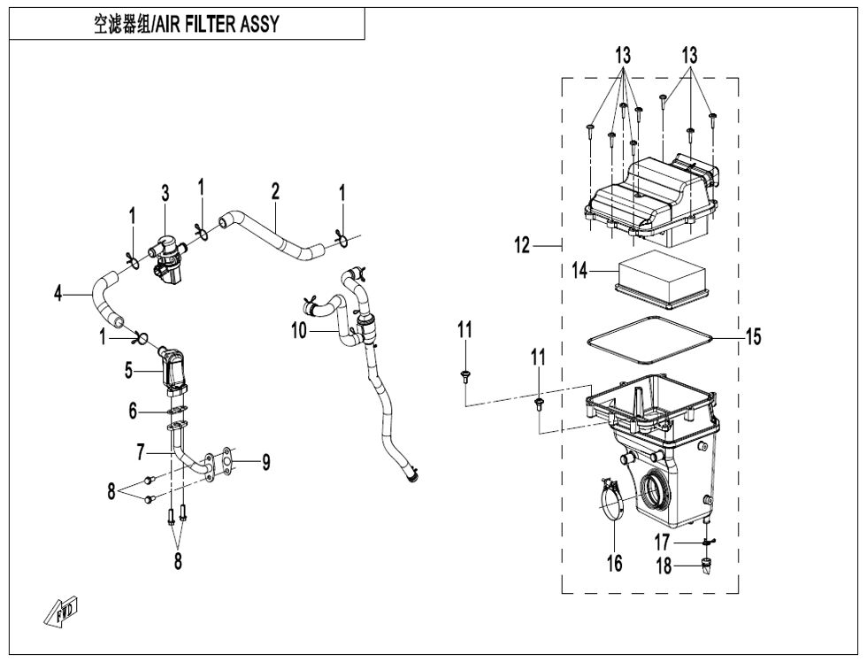 ENSEMBLE FILTRE A AIR POUR CF 125 NK 2025