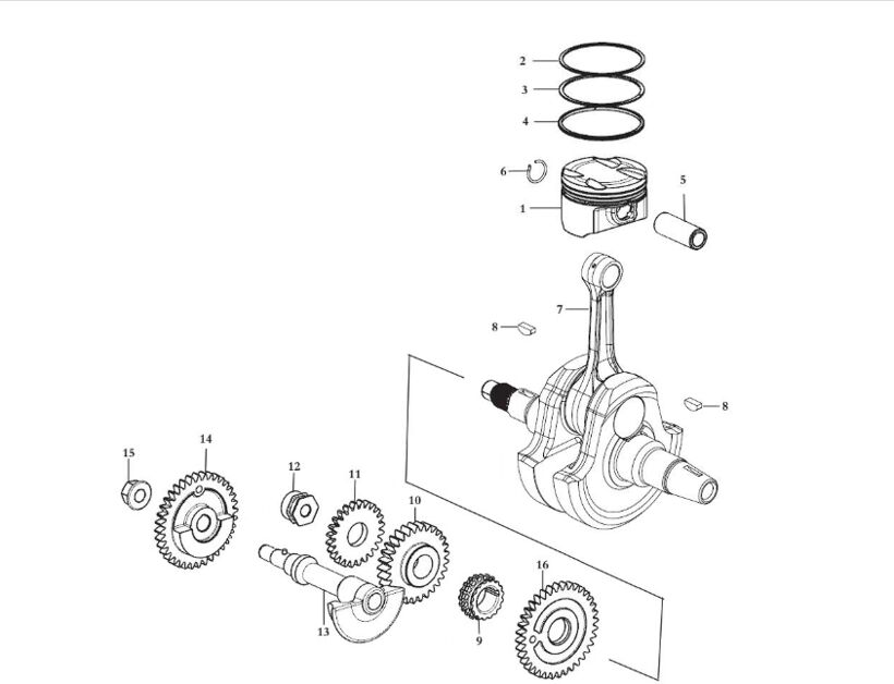 VILEBREQUIN ET PISTON POUR CF 125 NK 2025