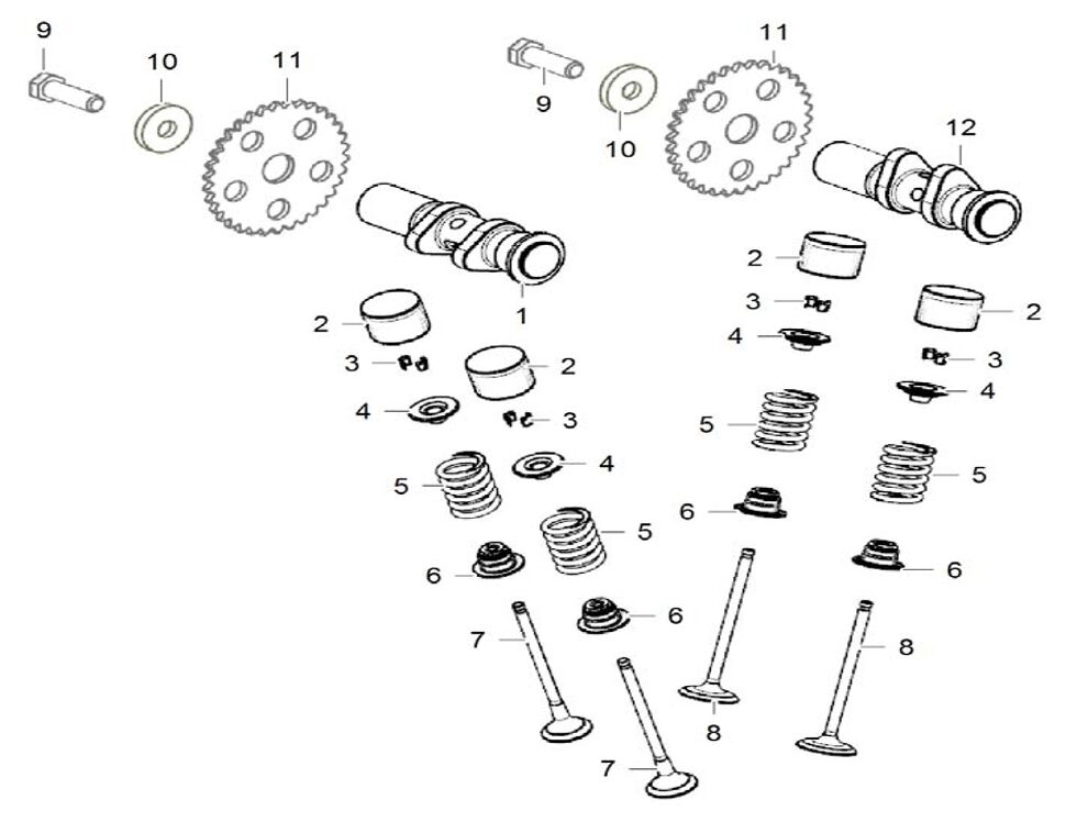 ARBRE A CAMES ET SOUPAPE POUR CF 125 NK 2025