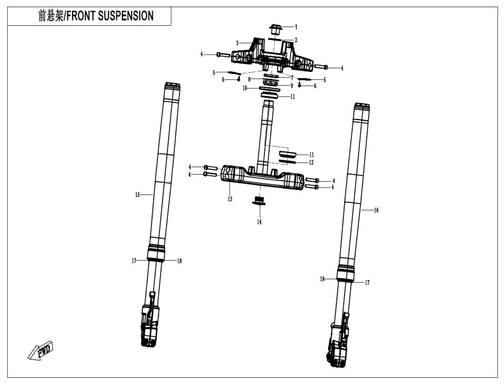 SUSPENSION AVANT POUR CF 700MT 2025