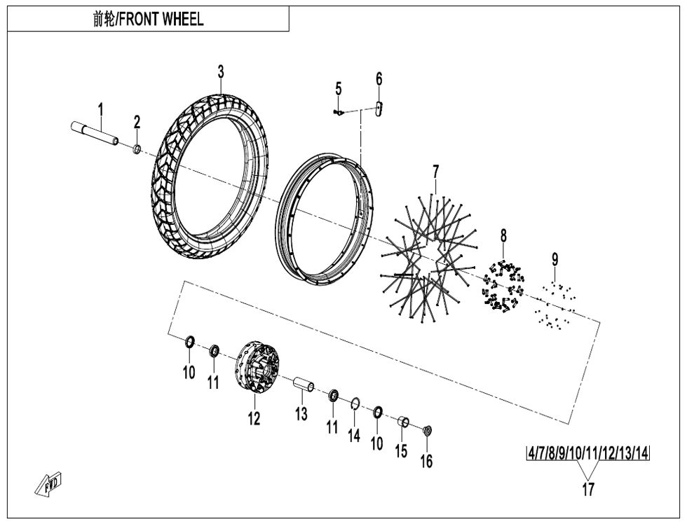 ROUE AVANT POUR CF 700MT 2025