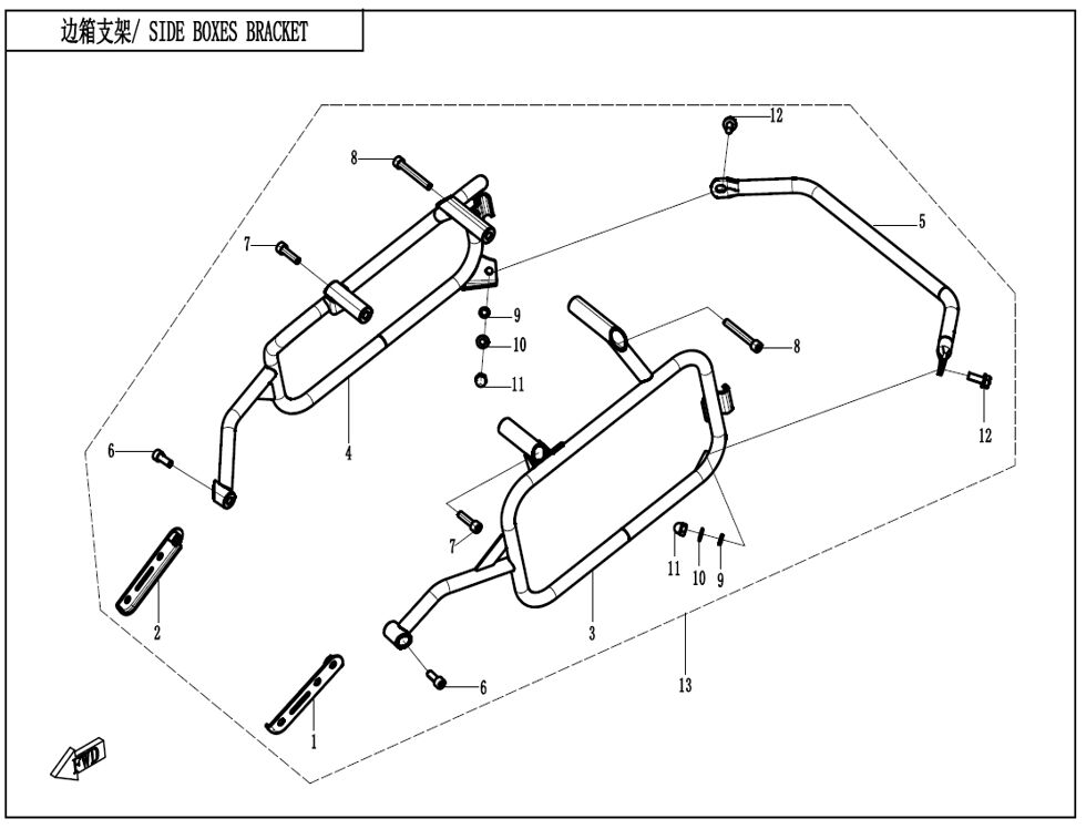 SUPPORT DE BOITE LATERALE POUR CF 700MT 2025