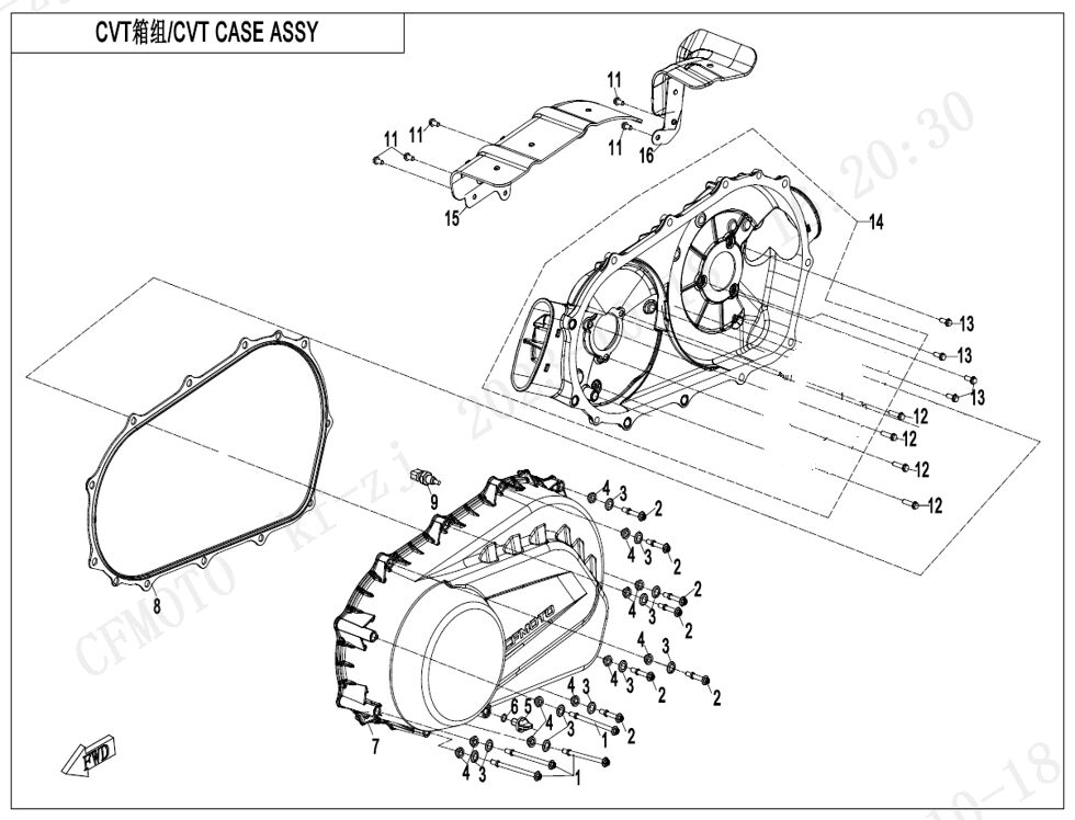 ENSEMBLE DU BOITIER CVT POUR CFORCE 1000 MUD EDITION 2025