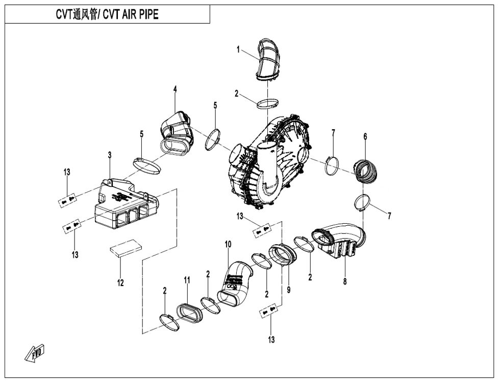 TUYAU D AIR CVT POUR UFORCE 1000 PRO HIGHLAND 2025