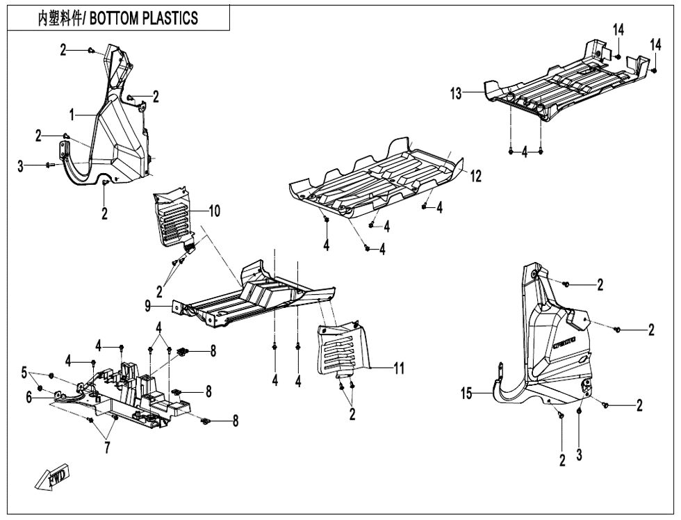 PLASTIQUES INFERIEURS POUR CFORCE 625 T3 OVERLAND 2025