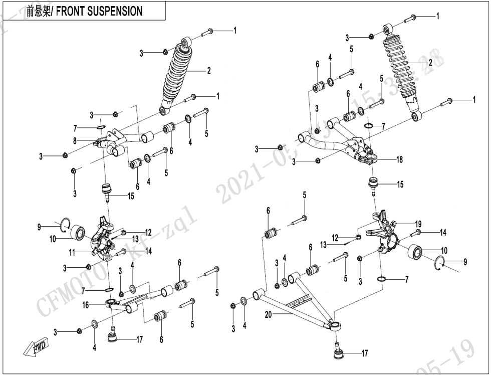 SUSPENSION AVANT POUR CFORCE 625 R T3 LONG ABS 2025