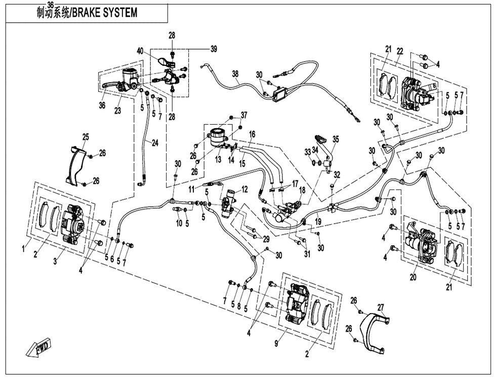 SYSTEME DE FREINAGE EU167 POUR CFORCE 625 R T3 LONG ABS 2025