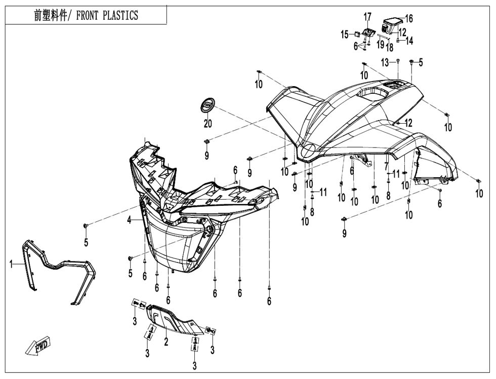 PLASTIQUES AVANT POUR CFORCE ENFANT ELECTRIQUE Y15 2025