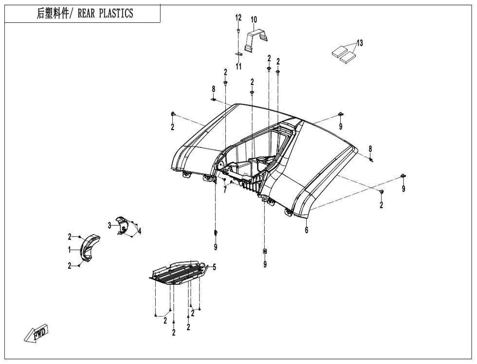 PLASTIQUES ARRIERES POUR CFORCE ENFANT ELECTRIQUE Y15 2025