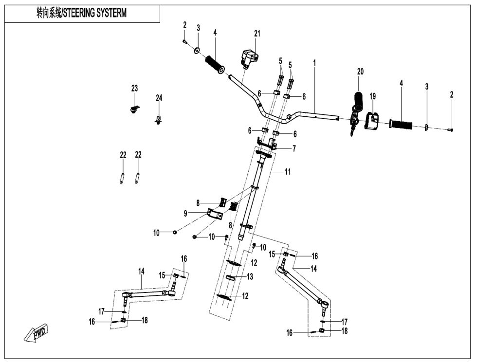 SYSTEME DE DIRECTION POUR CFORCE ENFANT ELECTRIQUE Y15 2025