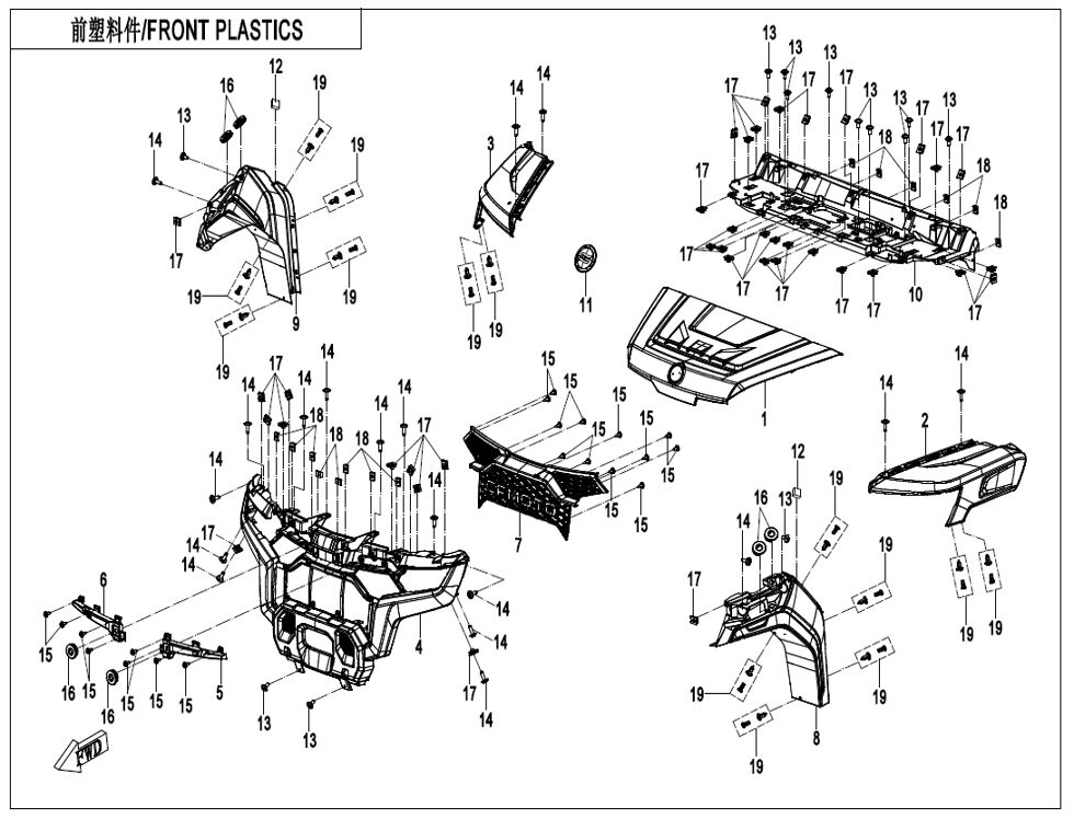 PLASTIQUES AVANT POUR UFORCE 1000 PRO HIGHLAND 2025
